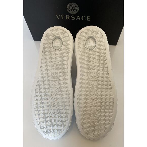 Versace White Palladium High-top Canvas Sneakers 12.5 US (45.5 Euro) DSU8403 - Picture 10 of 12